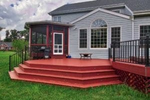 Custom Red Deck with Blue House in Charlottesville, VA