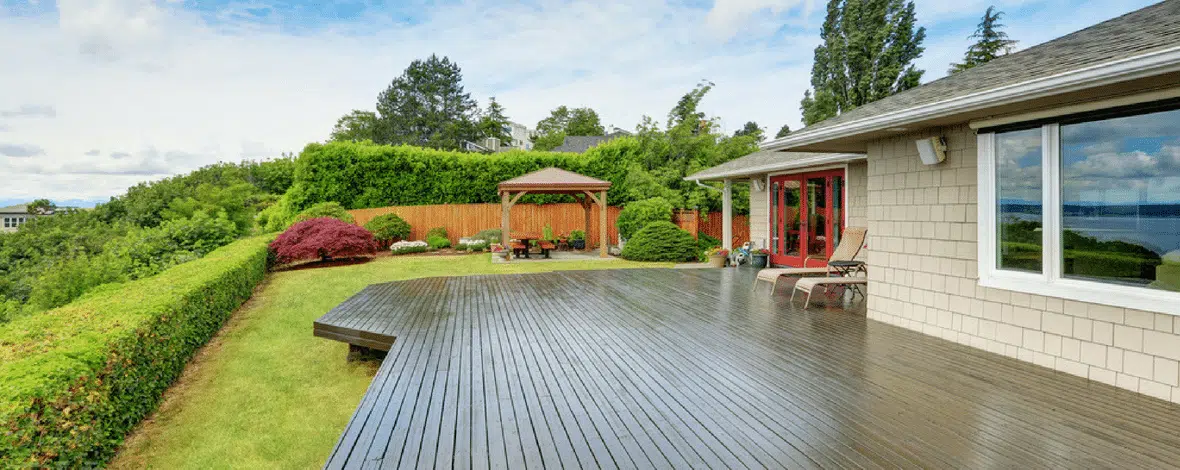 Huge wooden deck design by Deck Creations.