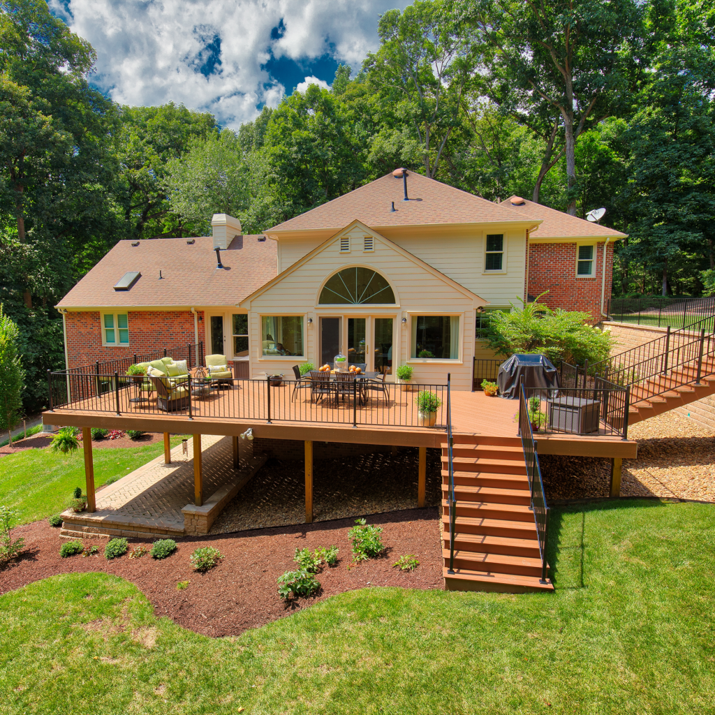 A magnificent wooden deck, expertly designed and built by Deck Creations.