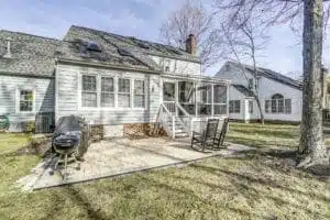 White Screened Porch and Outdoor Patio Designed by Deck Creations in Newport, VA