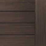 Close-up view of brown wooden panels with a rectangular pattern, reminiscent of a classic deck design.