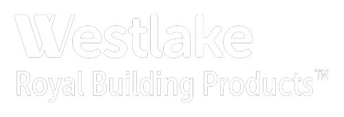 Westlake Royal Building Products logo features elegant white text on a sleek black background, embodying the essence of Outdoor Living with its timeless design.
